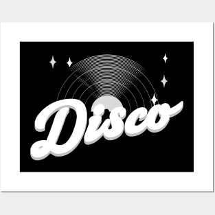 DISCO  - Vintage Vinyl (Grey) Posters and Art